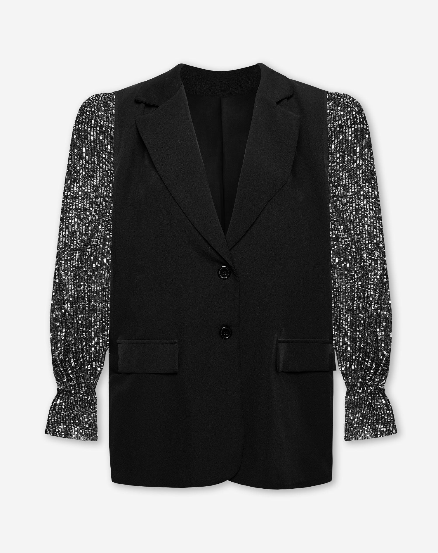 GRACE BLAZER MIT PAILLETTENÄRMELN SILBER