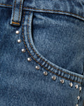 STUD WIDE LEG JEANS DARK BLUE