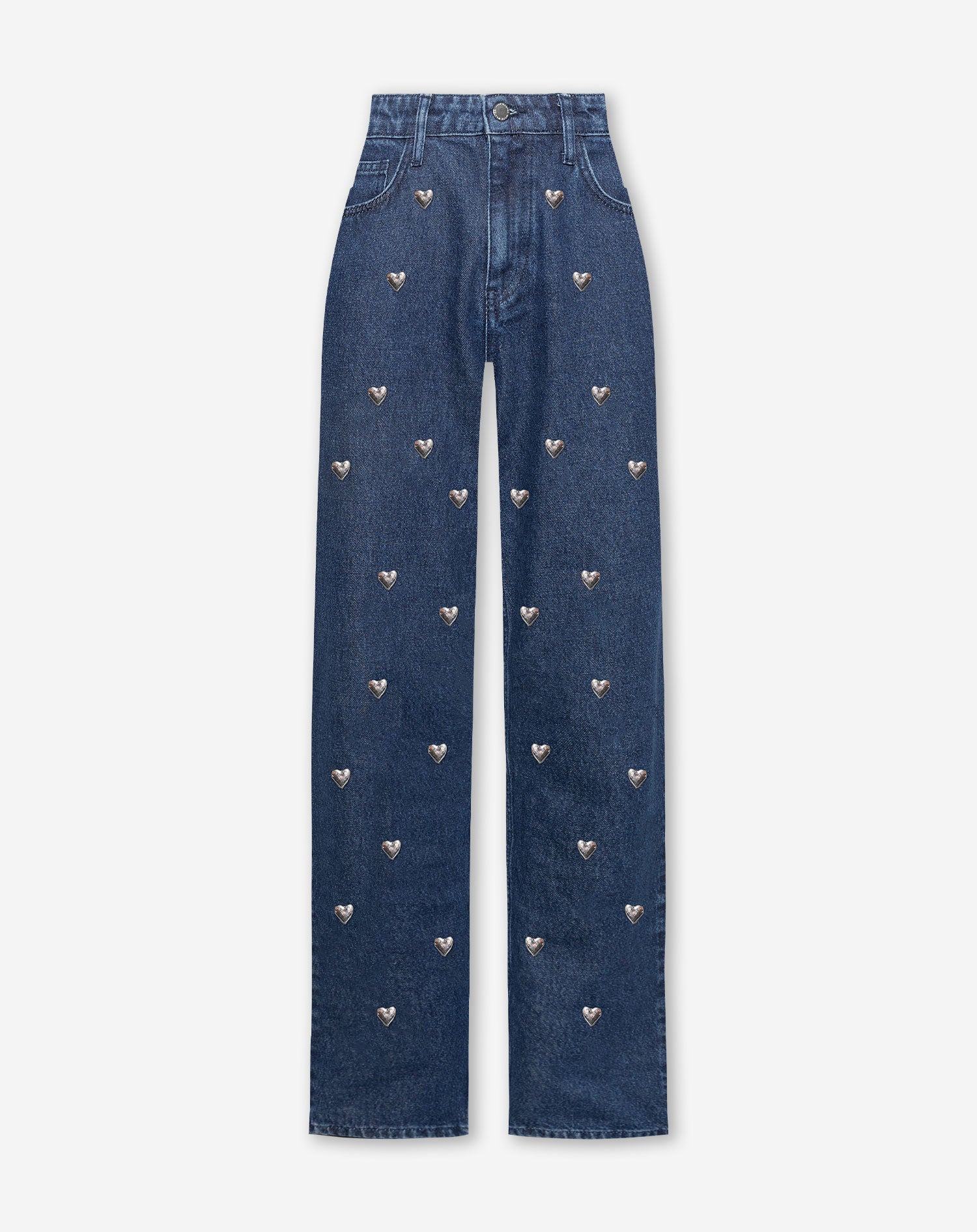 HEART STUD STRAIGHT LEG JEANS DARK BLUE