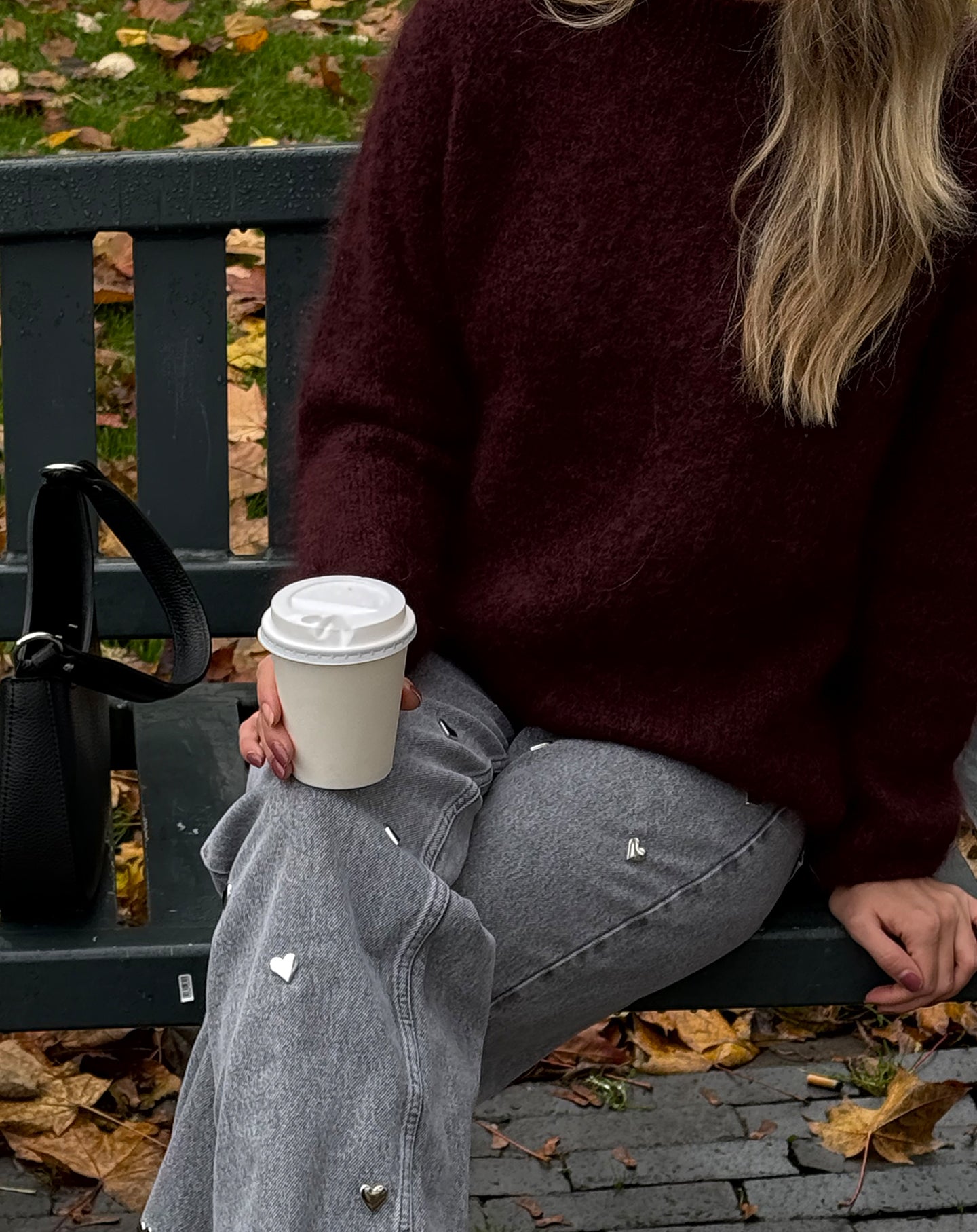 HEART STUD STRAIGHT LEG JEANS GREY