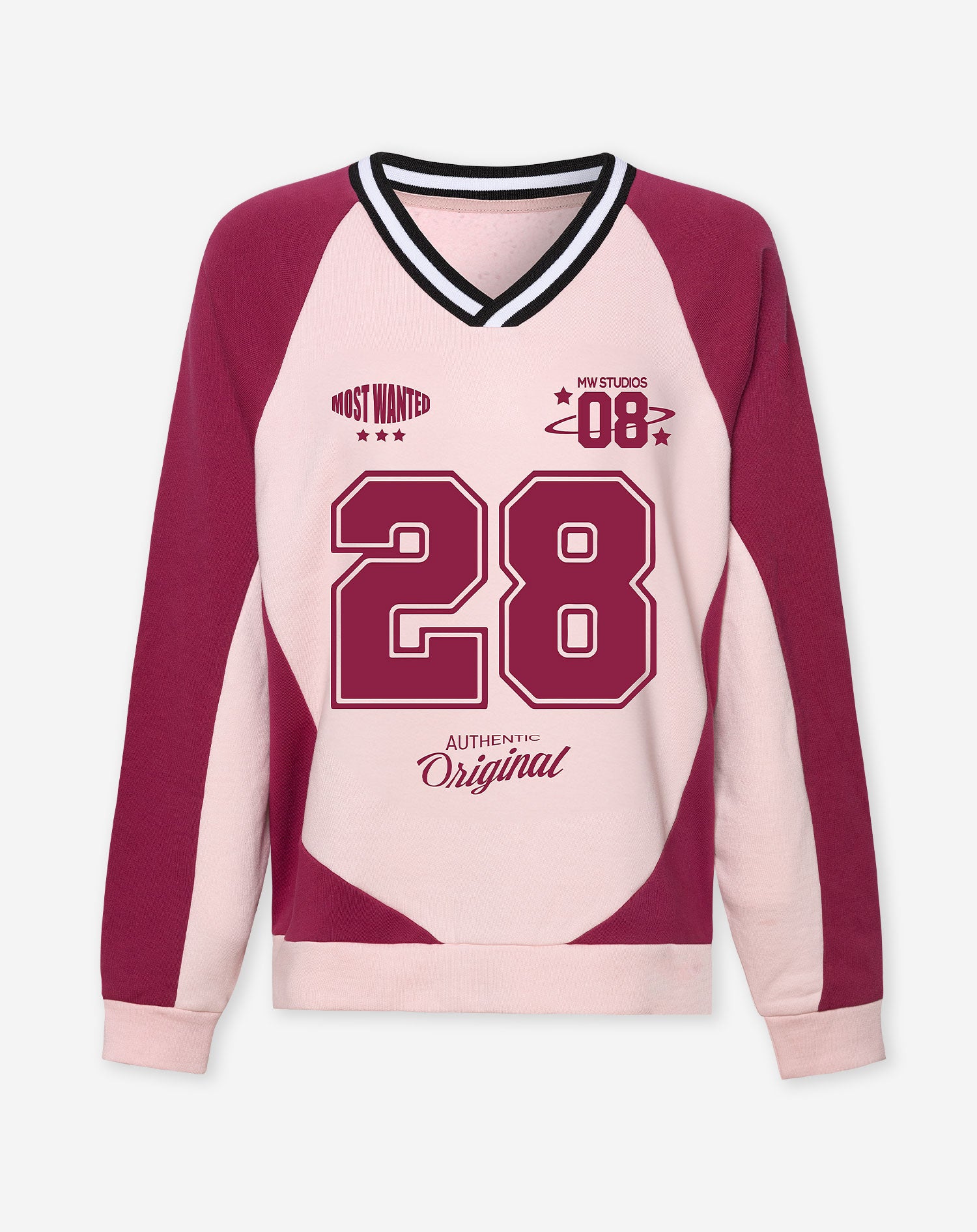 SPORTY VNECK SWEATER PINK