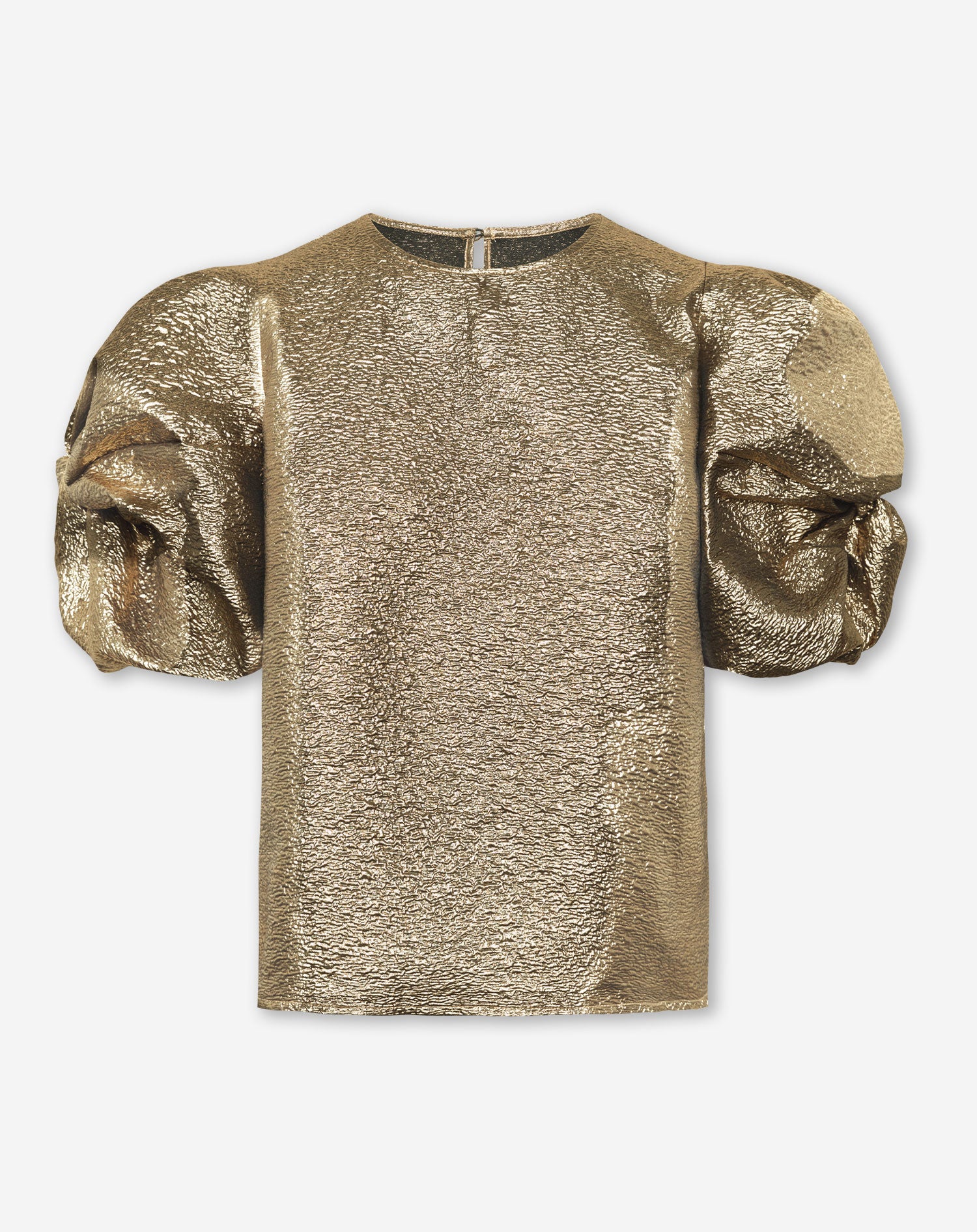 DONNA METALLIC PUFF SLEEVE TOP GOLD