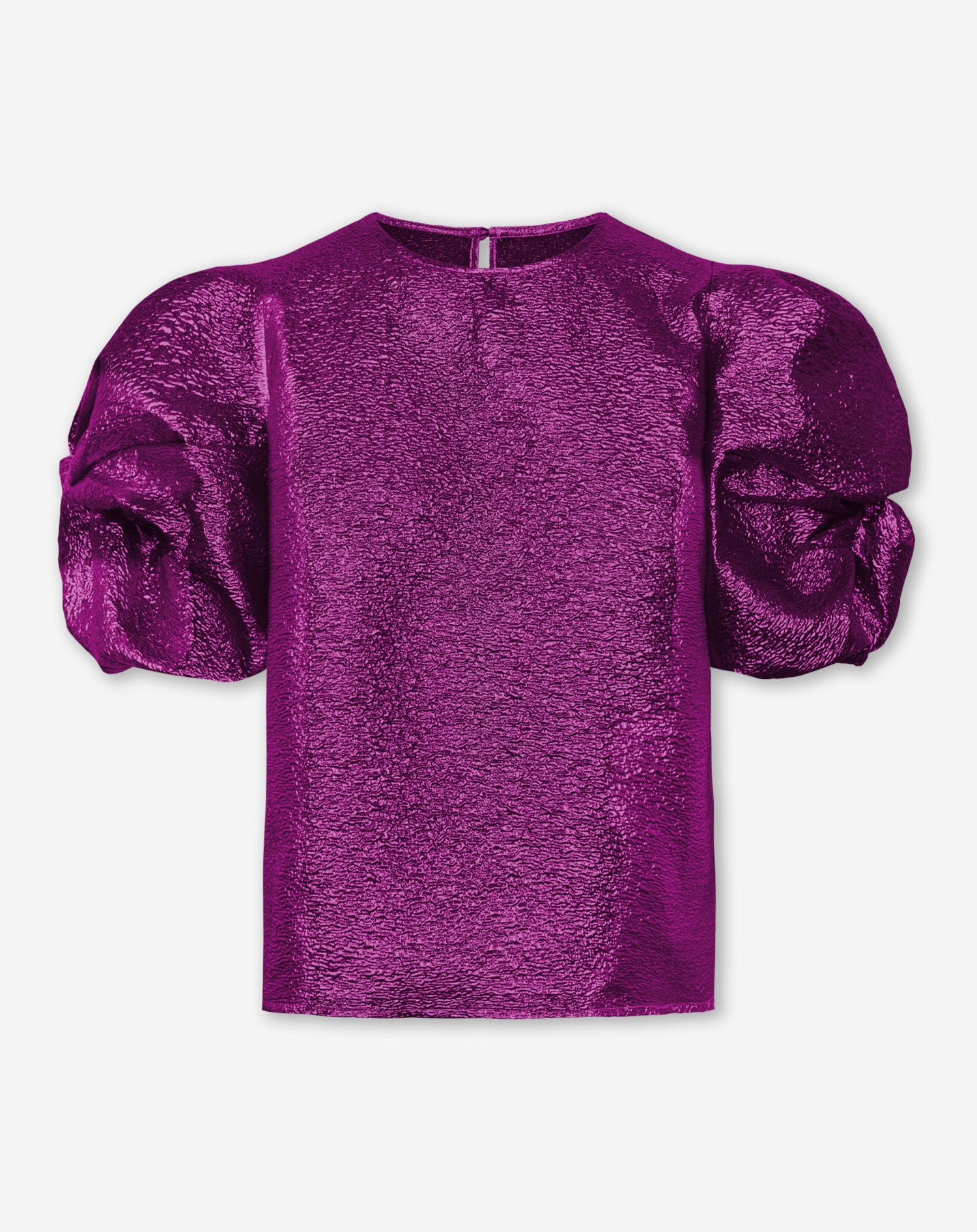 DONNA METALLIC PUFF SLEEVE TOP MAGENTA