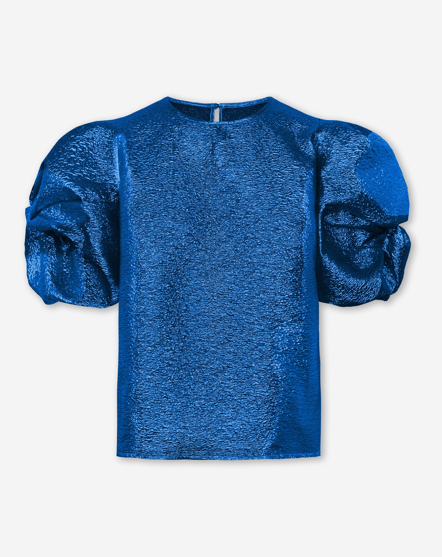 DONNA METALLIC PUFF SLEEVE TOP ROYAL BLUE