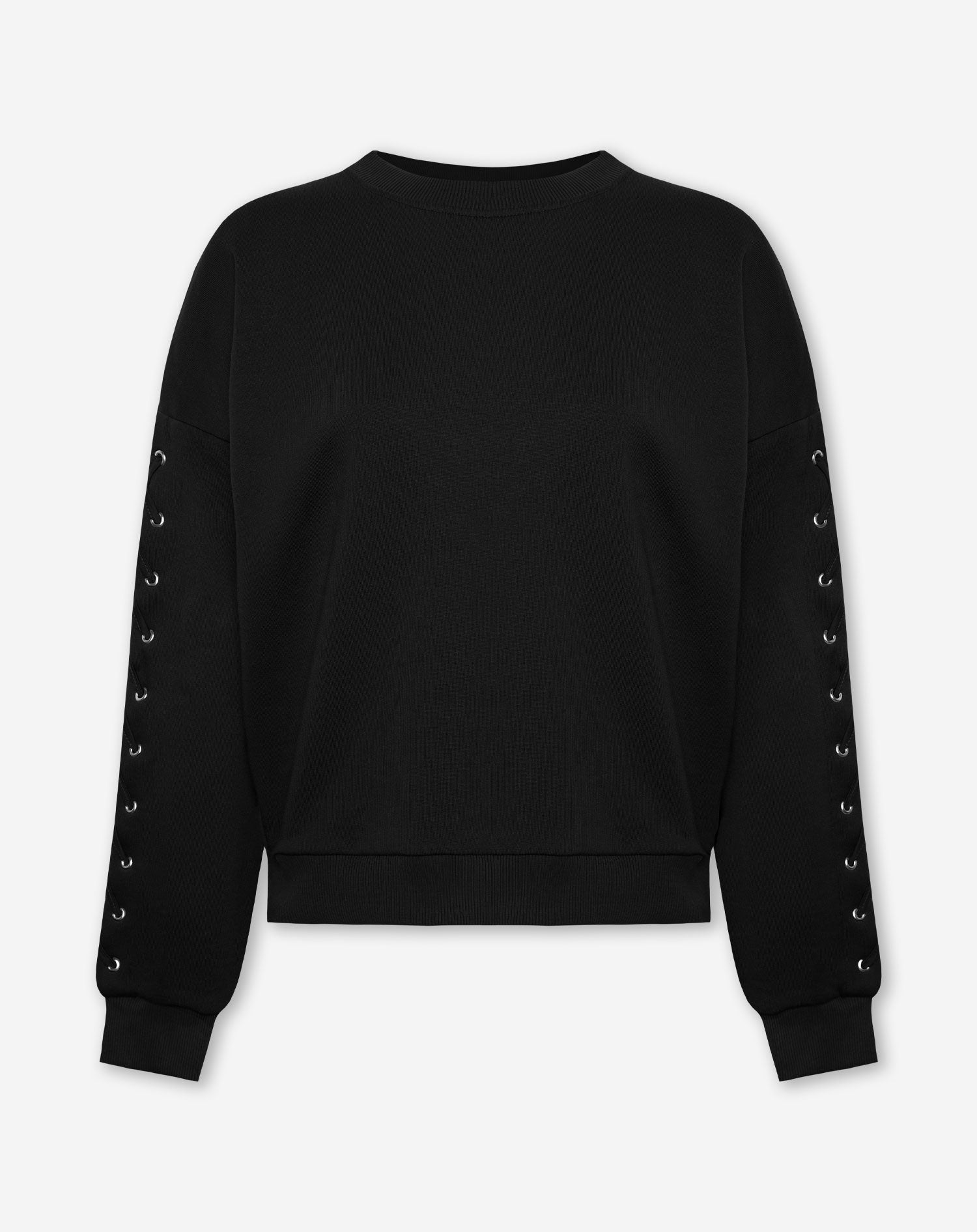 LACE UP SWEATER BLACK