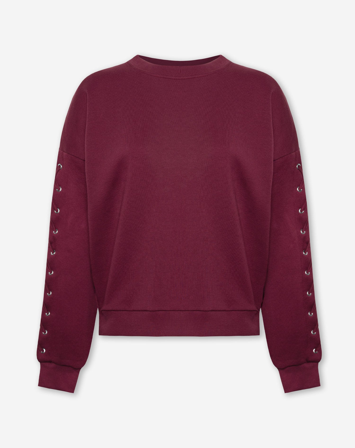 LACE UP SWEATER BURGUNDY | Most Wanted