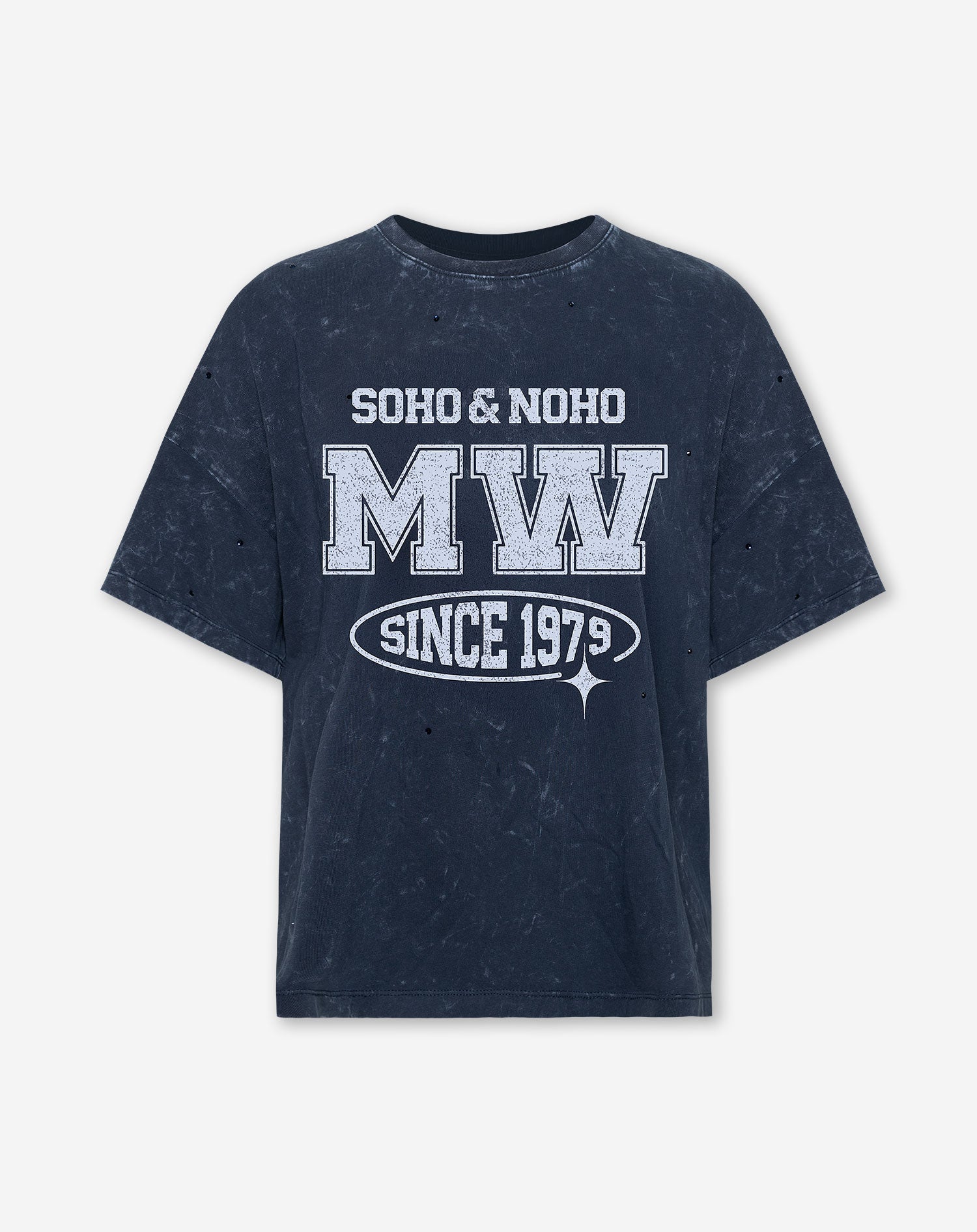 SOHO RHINESTONE OVERSIZED ACID TEE NAVY