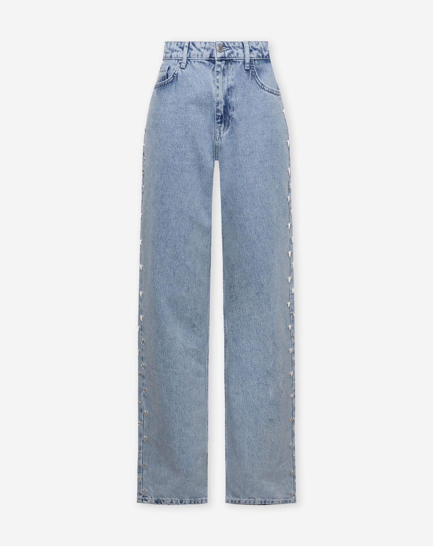 SIDE HEART STRAIGHT LEG JEANS BLAUW