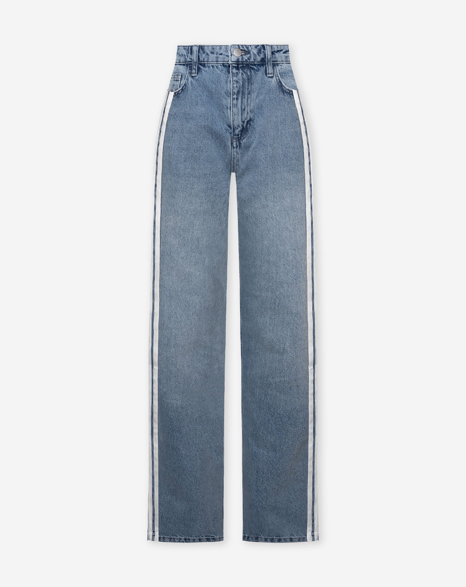 TAPE DENIM STRAIGHT LEG JEANS BLUE