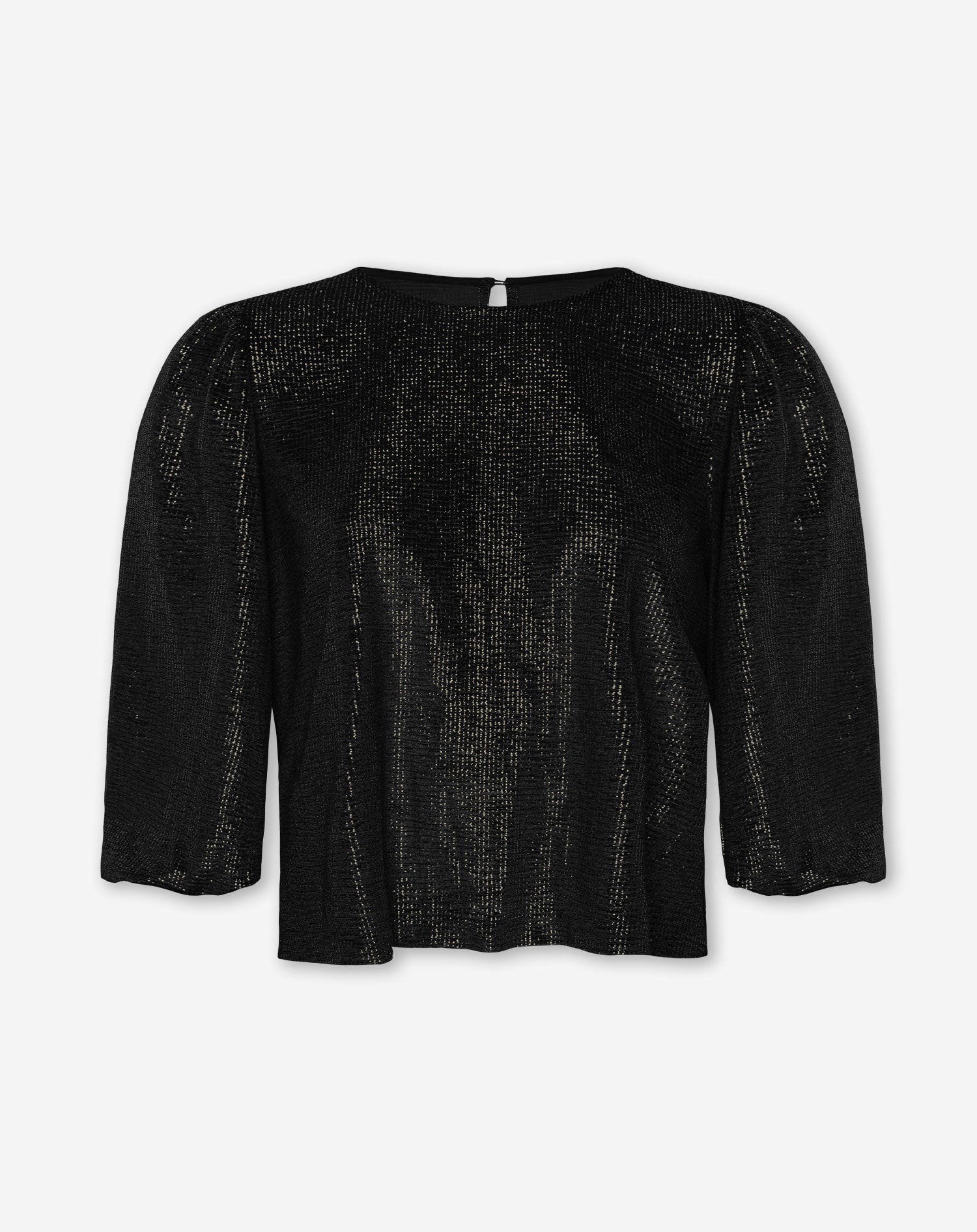 VELVET CRINKLE FOIL PUFF TOP BLACK