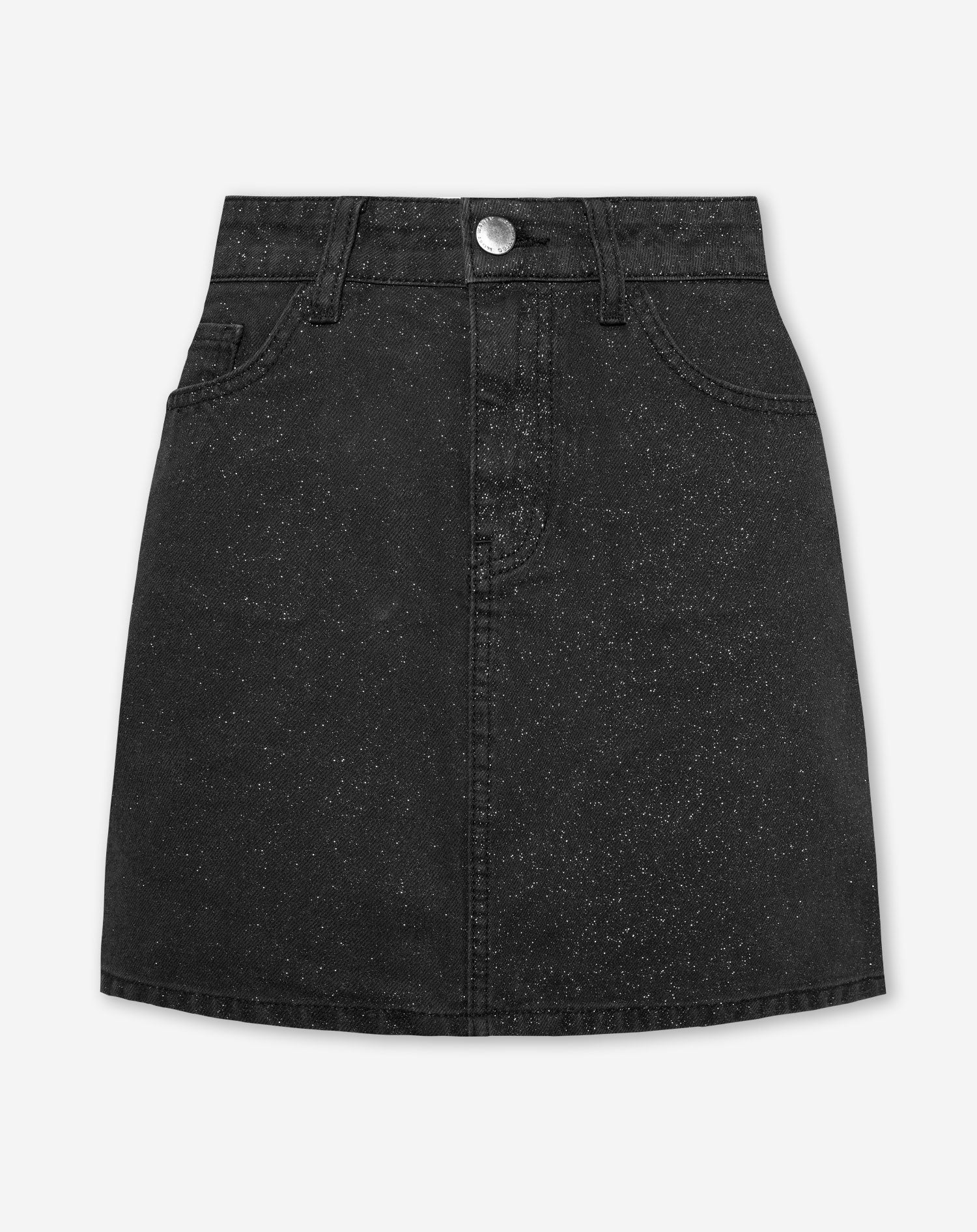 COATED GLITTER DENIM SKIRT GREY