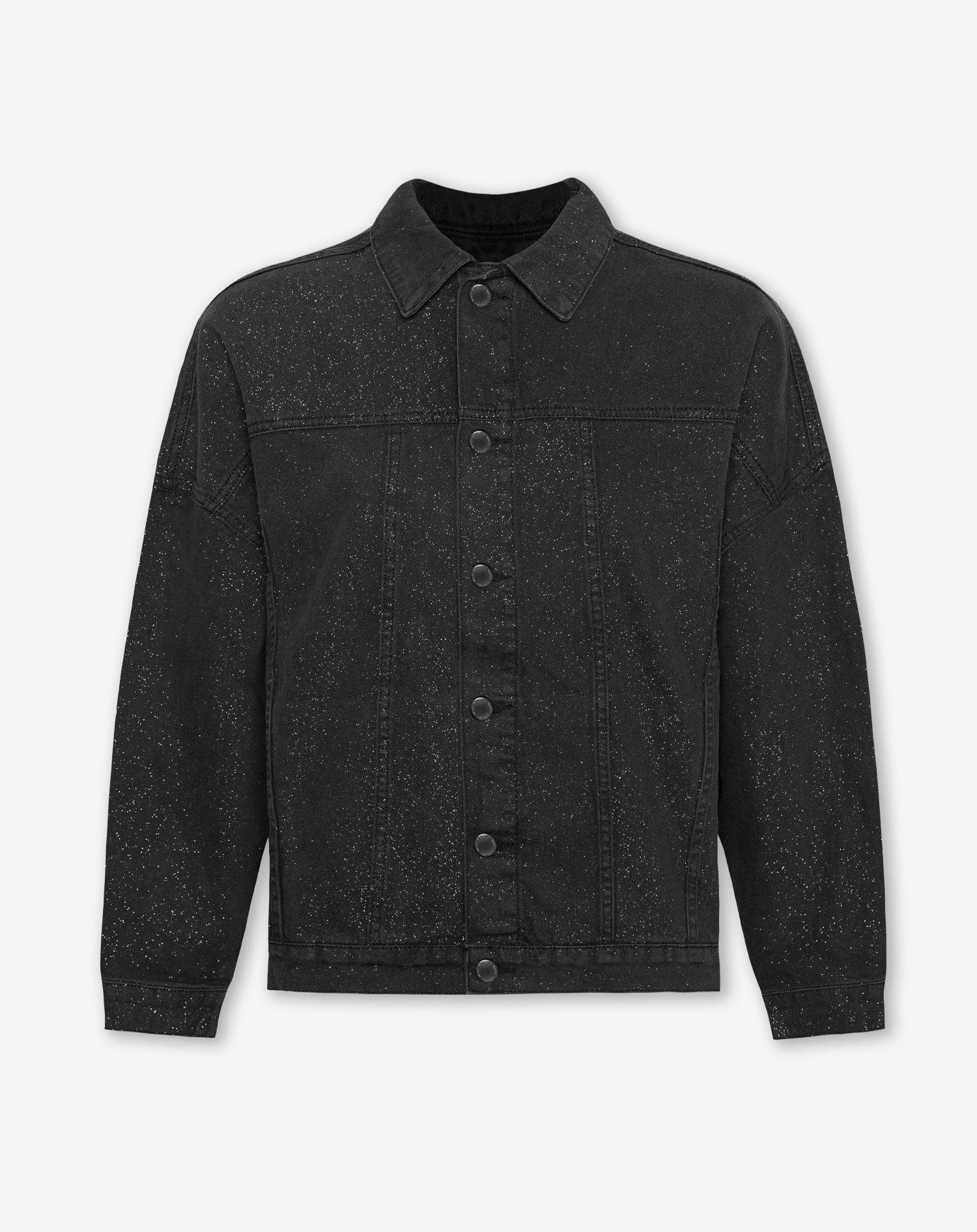 COATED GLITTER DENIM JACKET GREY