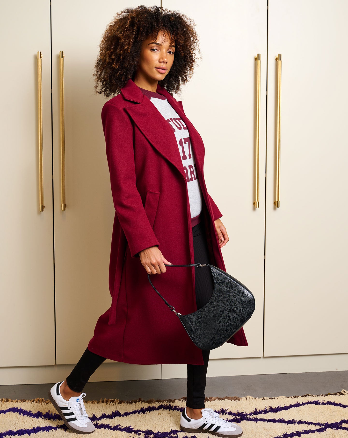 VIVIAN BELTED LONG COAT BURGUNDY