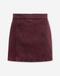 OLIVA DENIM SKIRT BURGUNDY