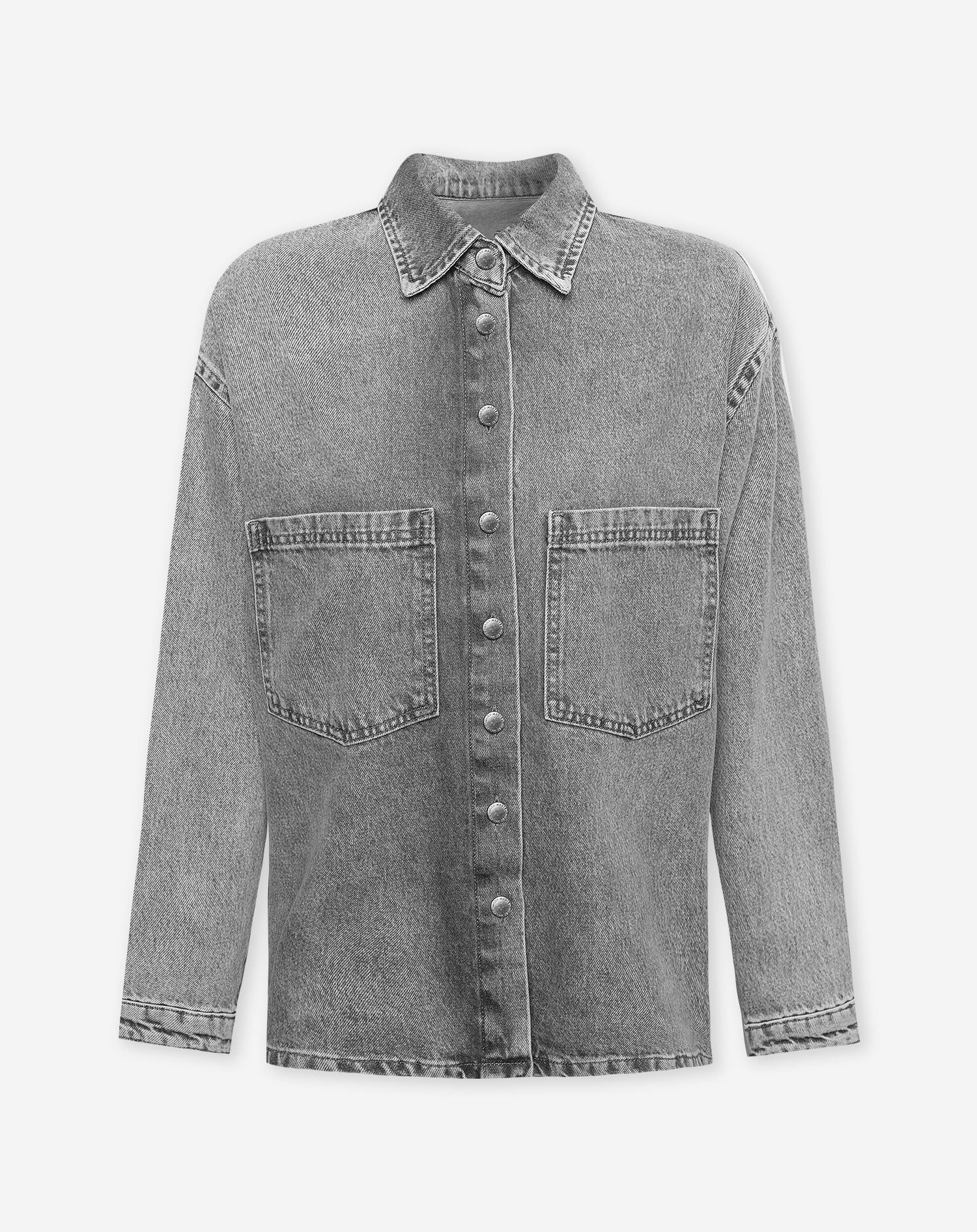 OLIVA DENIM SHACKET LICHTGRIJS