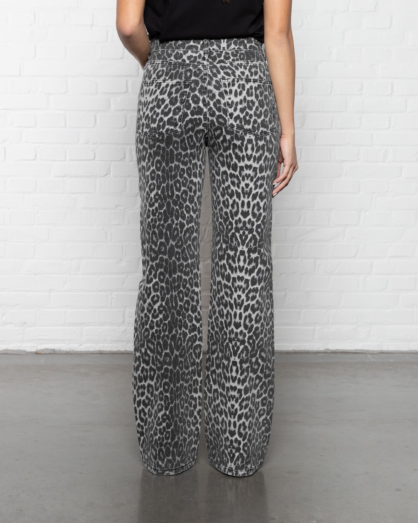 LEOPARD BOOTCUT JEANS GREY