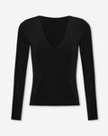BASIC JERSEY V NECK TOP BLACK