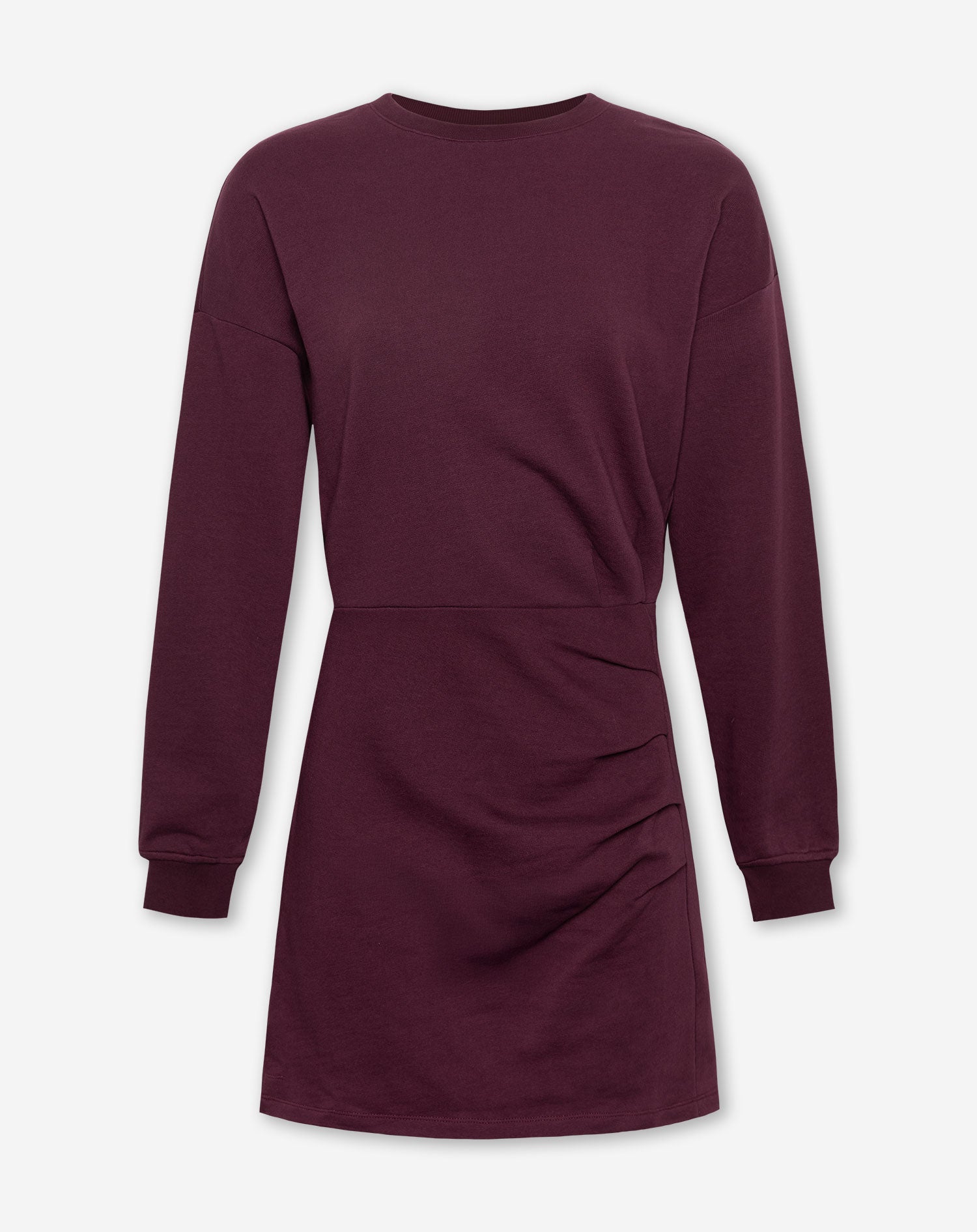 PLEATED SWEAT DRESS DARK BURGUNDY