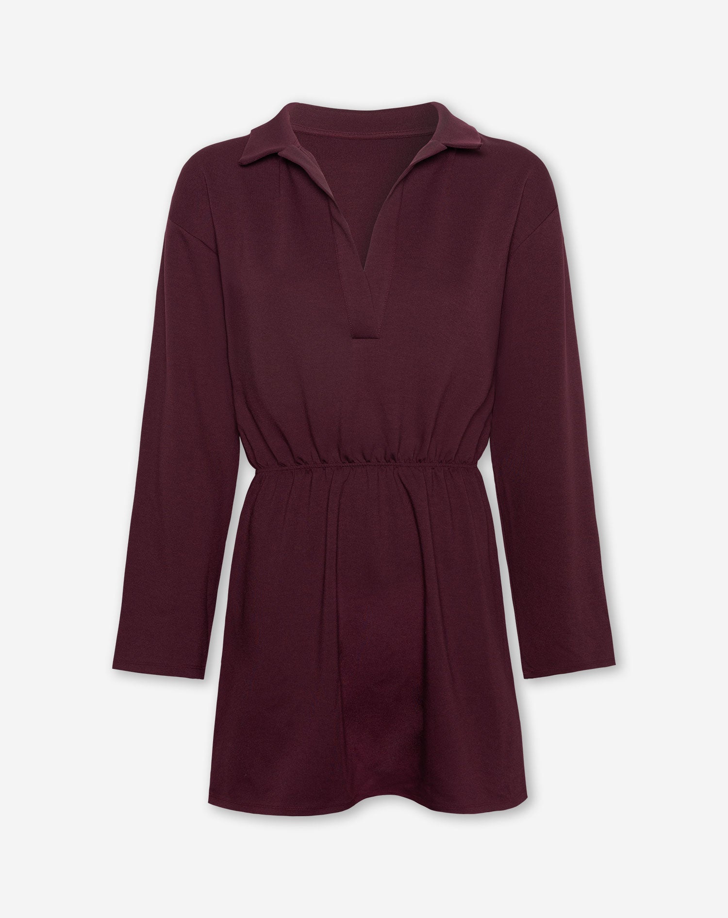 LUCIE SCUBA DRESS DONKER BURGUNDY