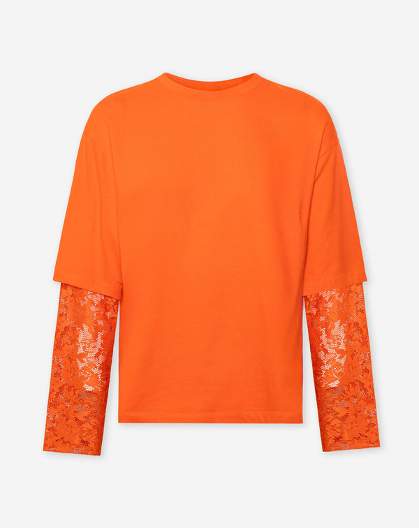 LACE LONG SLEEVE OVERSIZED TEE ORANJE
