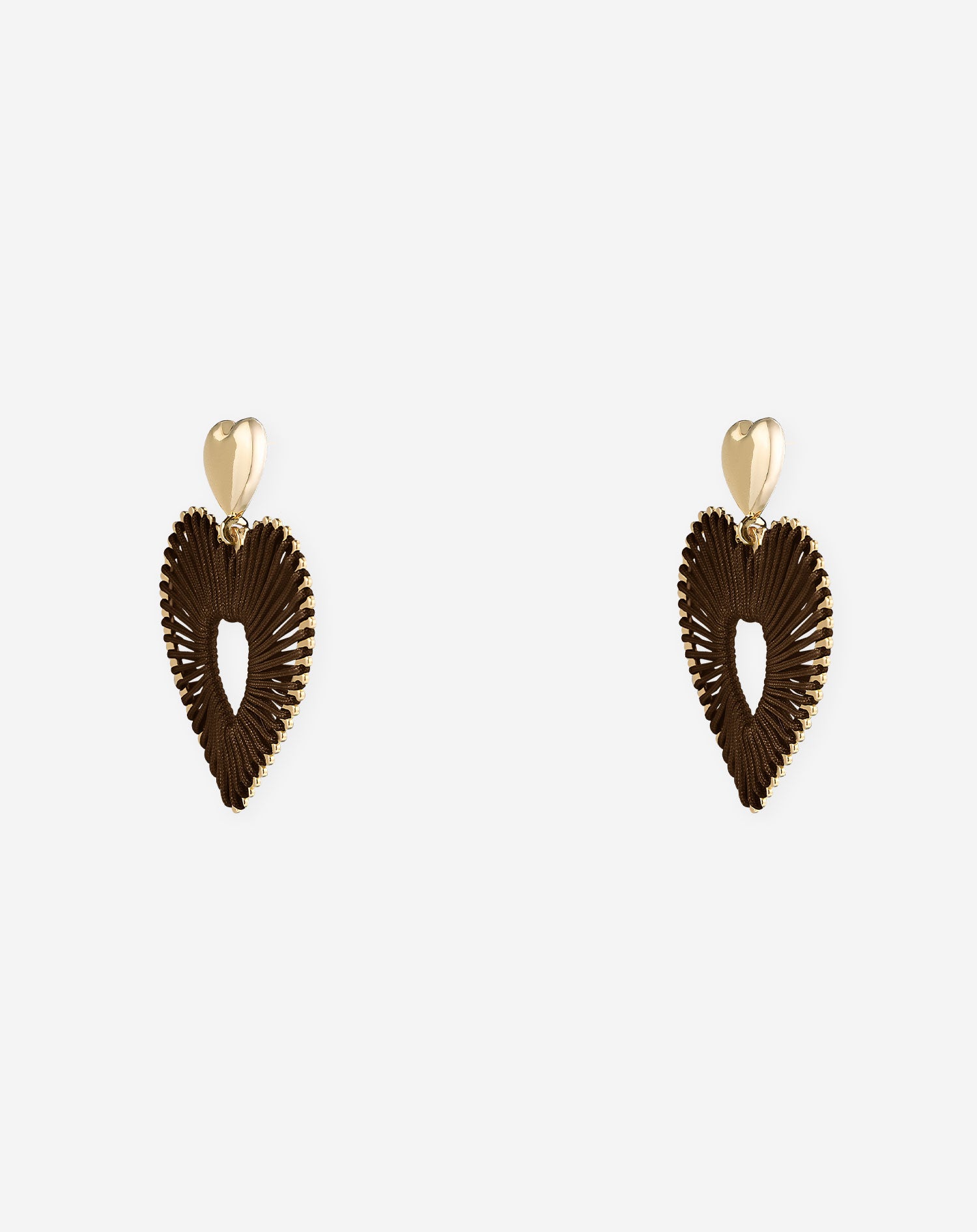 COLORED HEART EARRINGS DARK BROWN