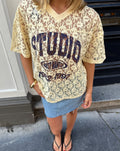 LACE SPORTS STUDIO V-NECK TEE BUTTER YELLOW