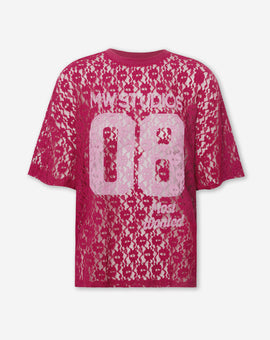 LACE STUDIO OVERSIZED TEE CHERRY