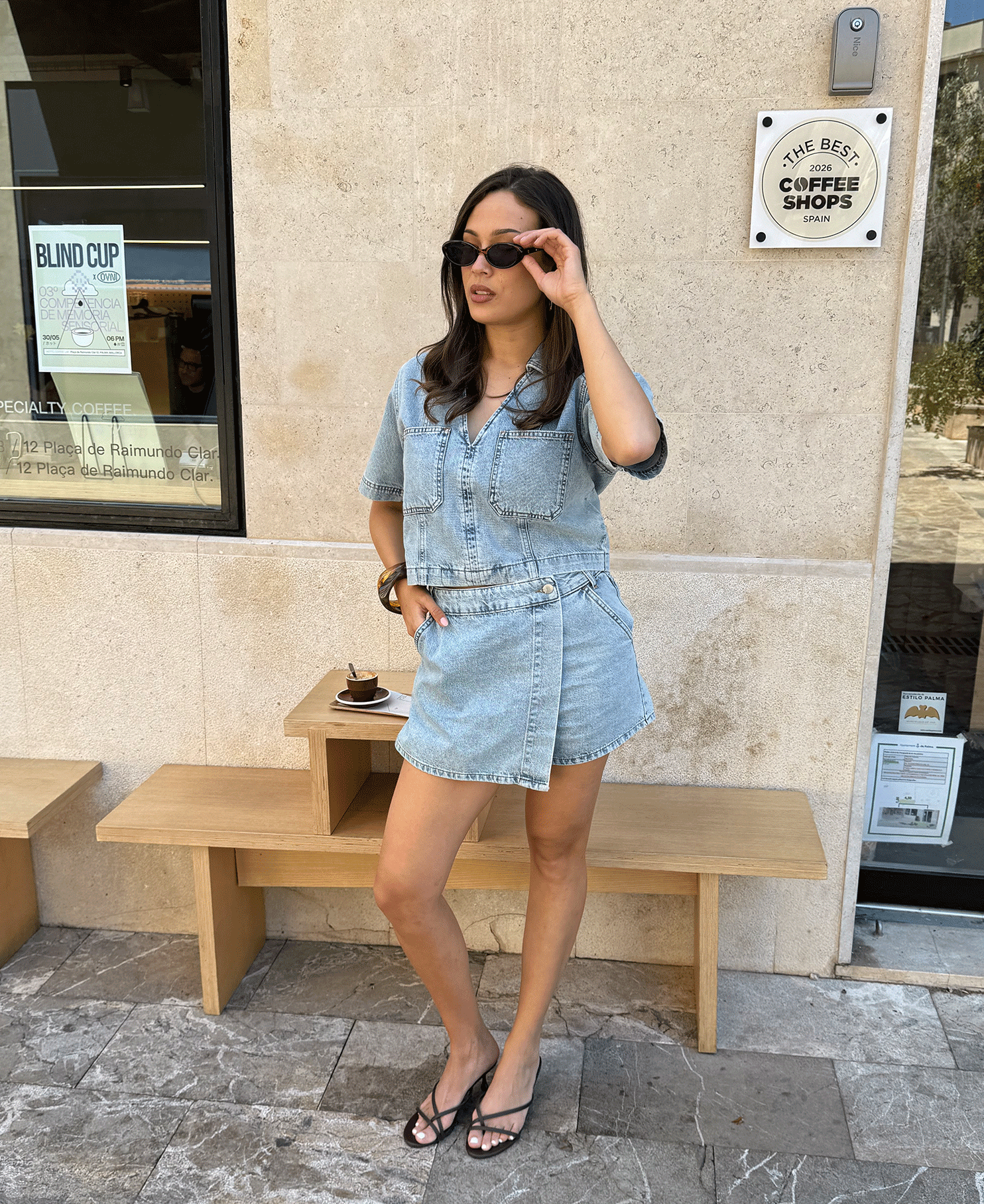 NORE DENIM SKORT LICHTBLAUW