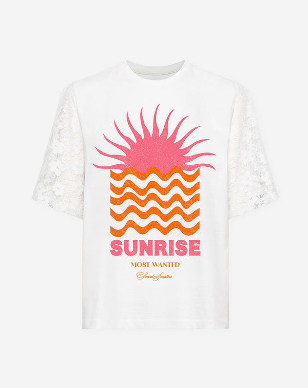 SUNRISE LACE SLEEVE TEE CREAM