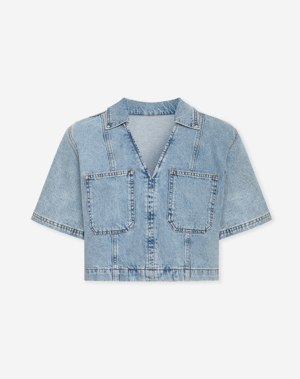 NORE DENIM TOP LICHTBLAUW