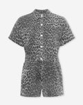 LEOPARD DENIM PLAYSUIT GREY