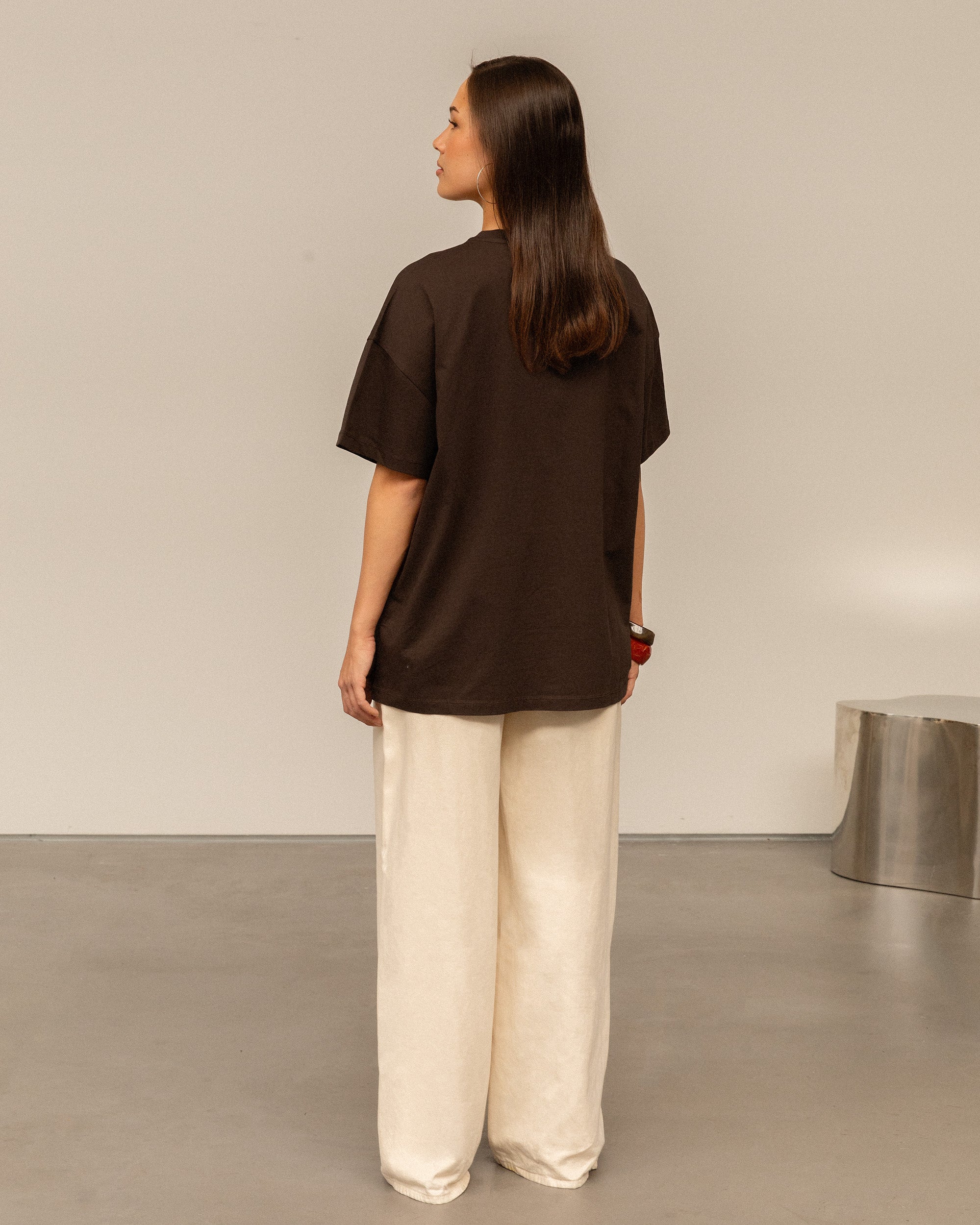 LONG BASIC OVERSIZED TEE DIEP BRUIN