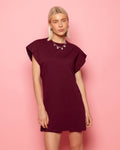 PADDED TEE DRESS BURGUNDY