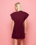 PADDED TEE DRESS BURGUNDY