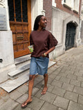 LACE BUTTERFLY SLEEVE TEE BRUIN