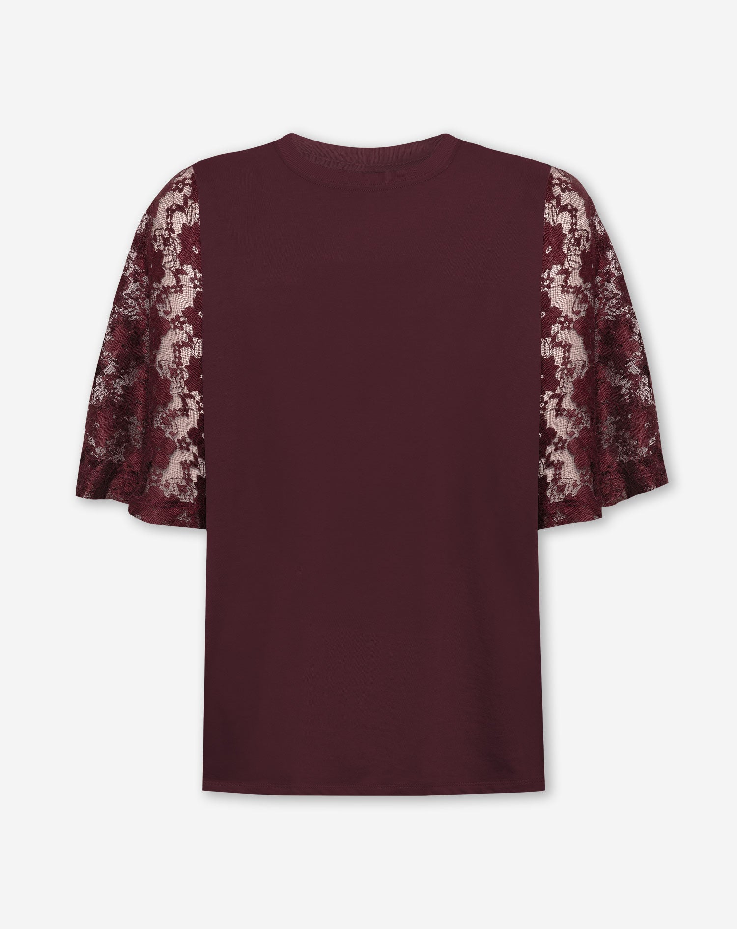 LACE BUTTERFLY SLEEVE TEE DONKER BURGUNDY