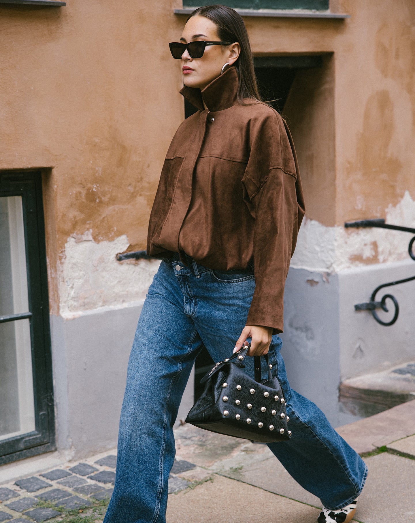 CROSSOVER WIDE LEG JEANS DONKER BLAUW