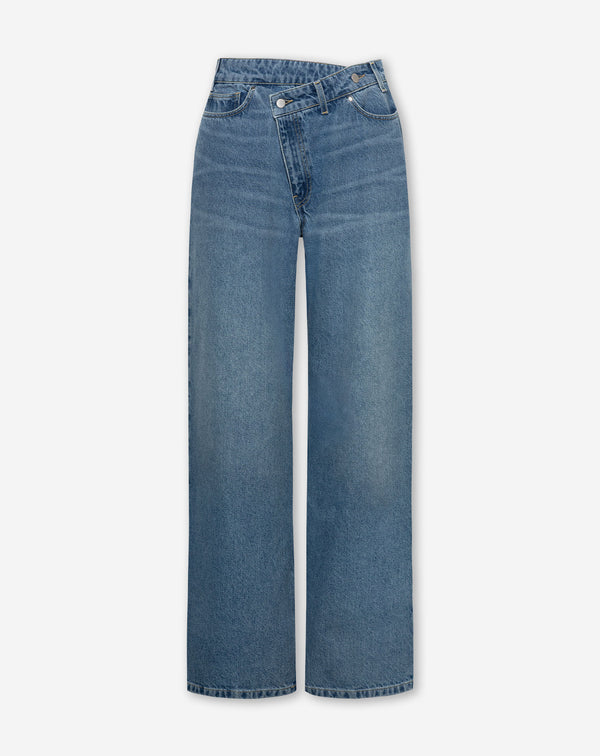 CROSSOVER WIDE LEG JEANS MID BLAUW