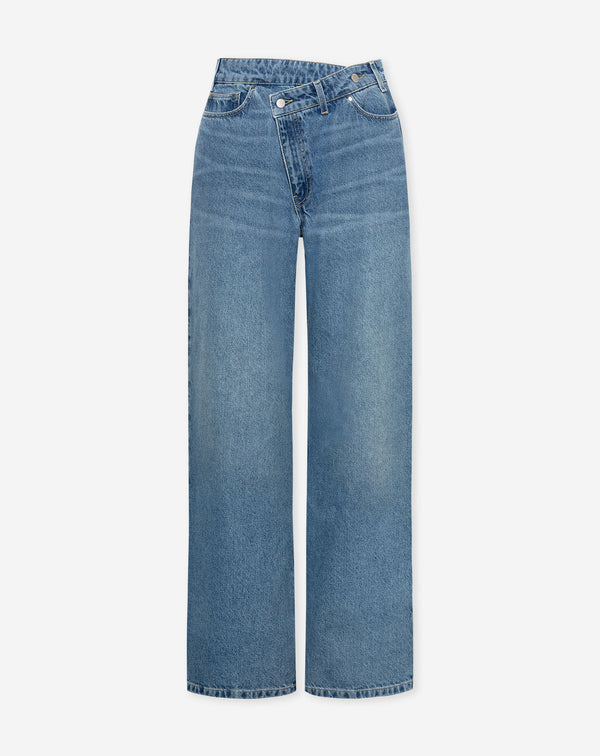 CROSSOVER WIDE LEG JEANS MID BLAUW