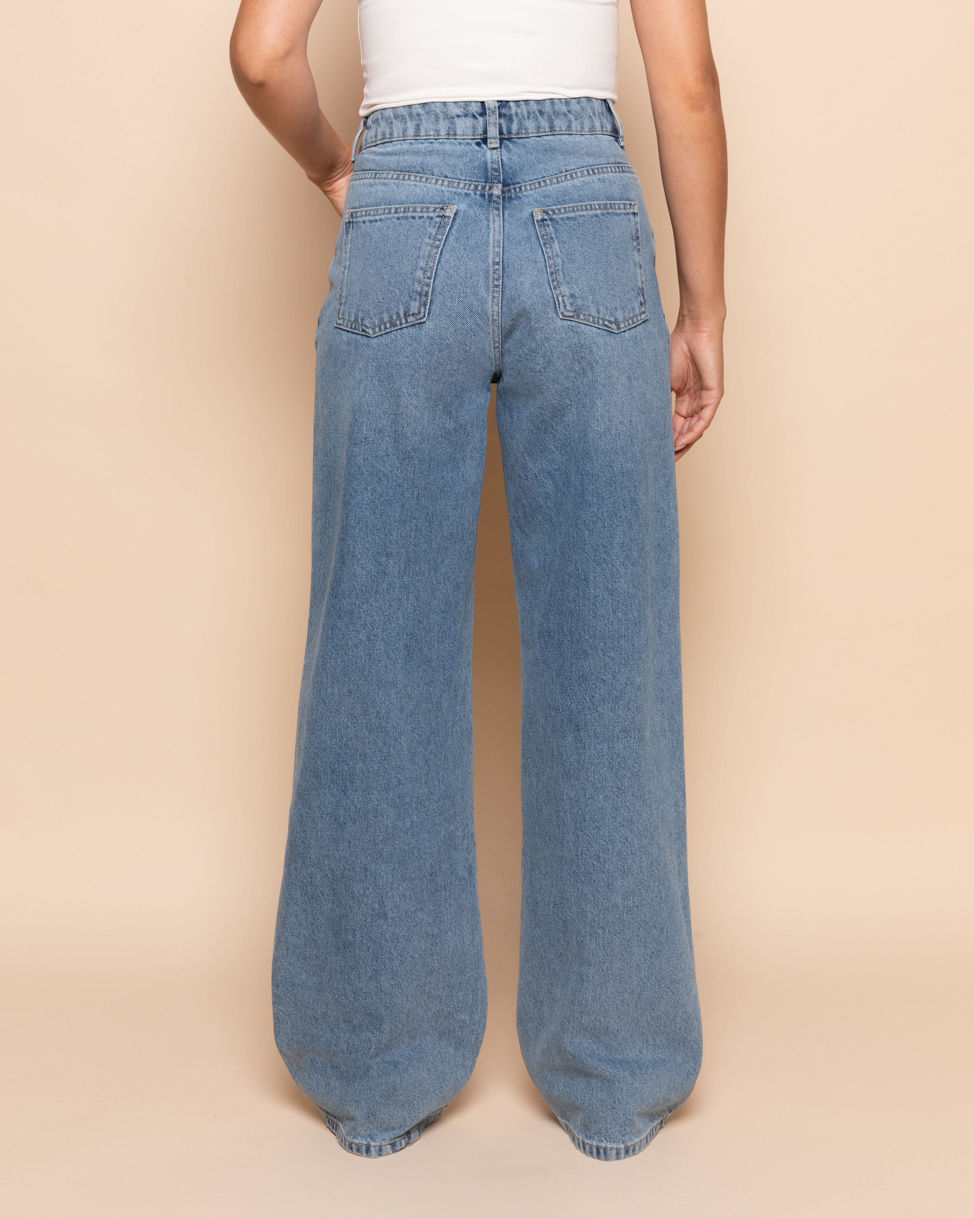 CROSSOVER WIDE LEG JEANS MID BLAUW