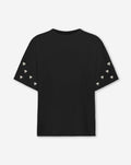 HEART STUD SLEEVE OVERSIZED TEE BLACK
