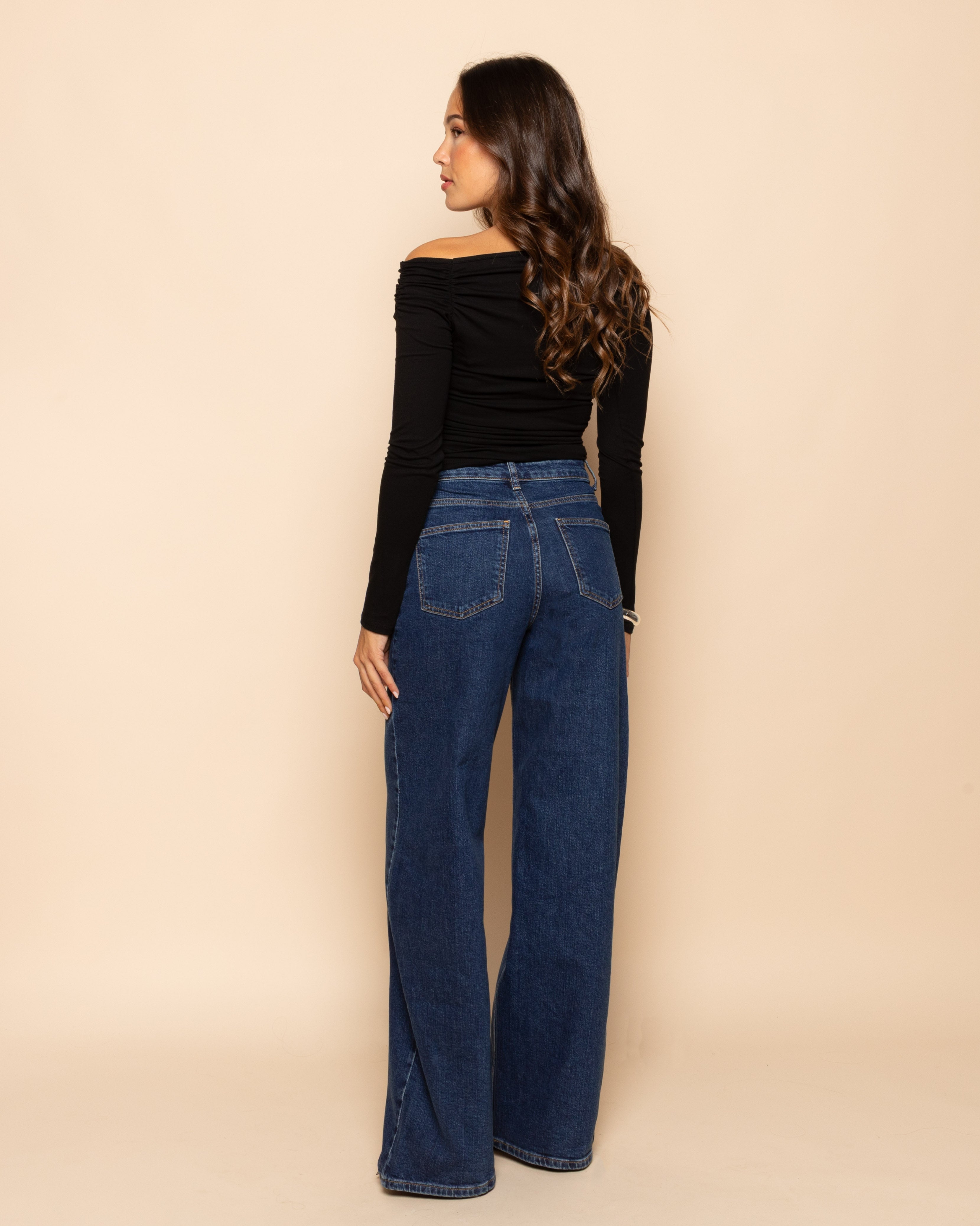 COMFORT WIDE LEG JEANS DONKERBLAUW