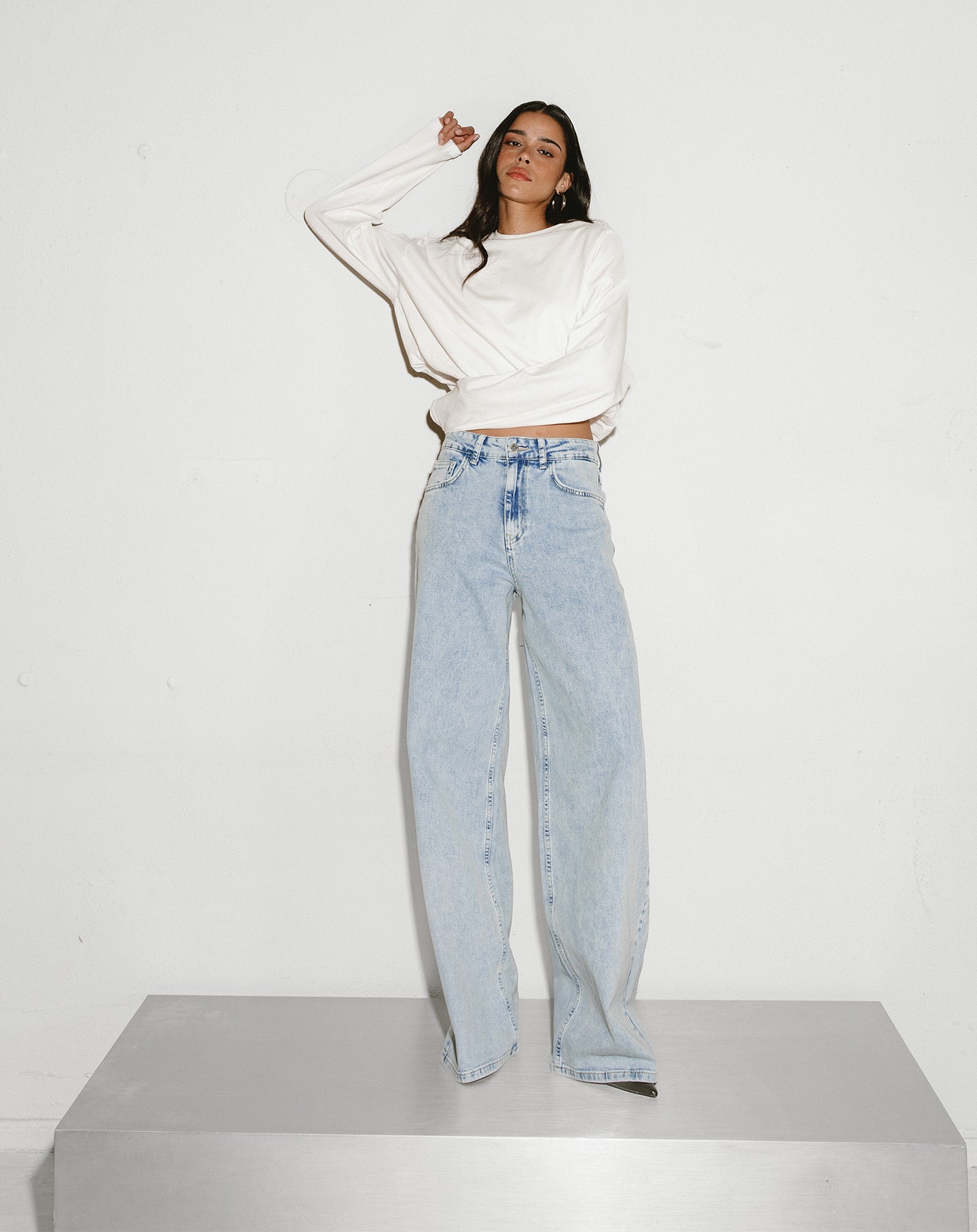 COMFORT WIDE LEG JEANS LICHTBLAUW