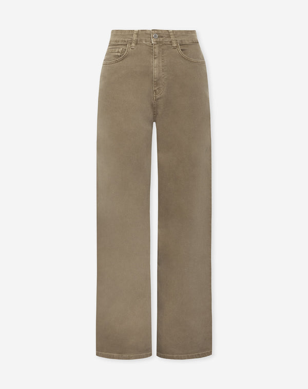 COMFORT WIDE LEG JEANS LICHT OLIJFGROEN