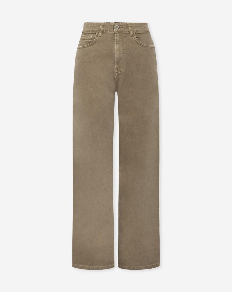 COMFORT WIDE LEG JEANS LICHT OLIJFGROEN
