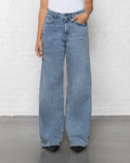 COMFORT WIDE LEG JEANS MID BLUE