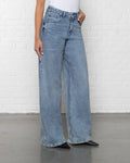 COMFORT WIDE LEG JEANS MID BLUE