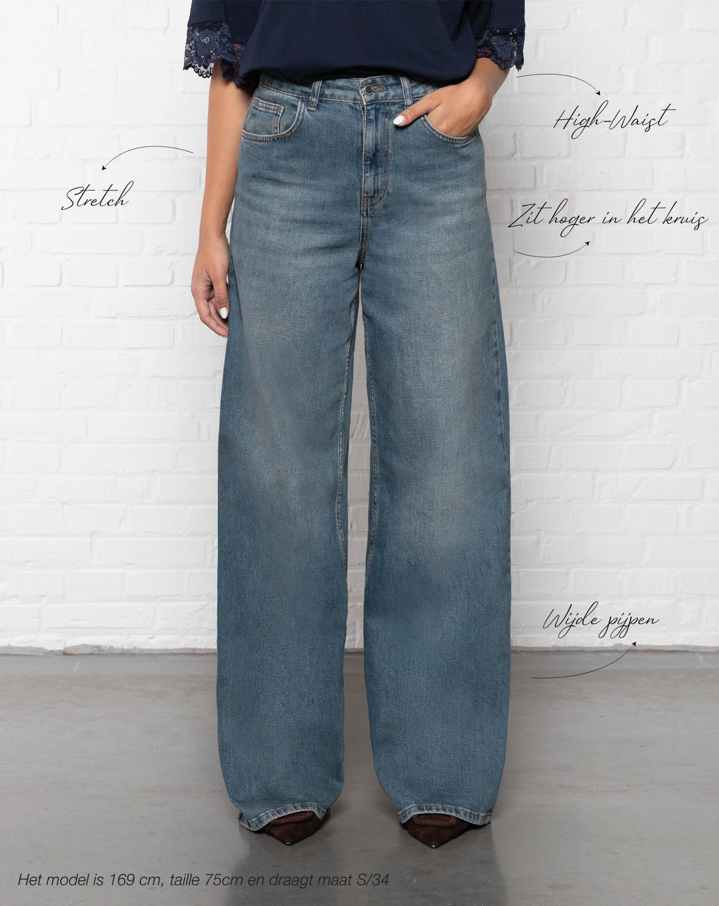 COMFORT WIDE LEG JEANS VINTAGE BLUE