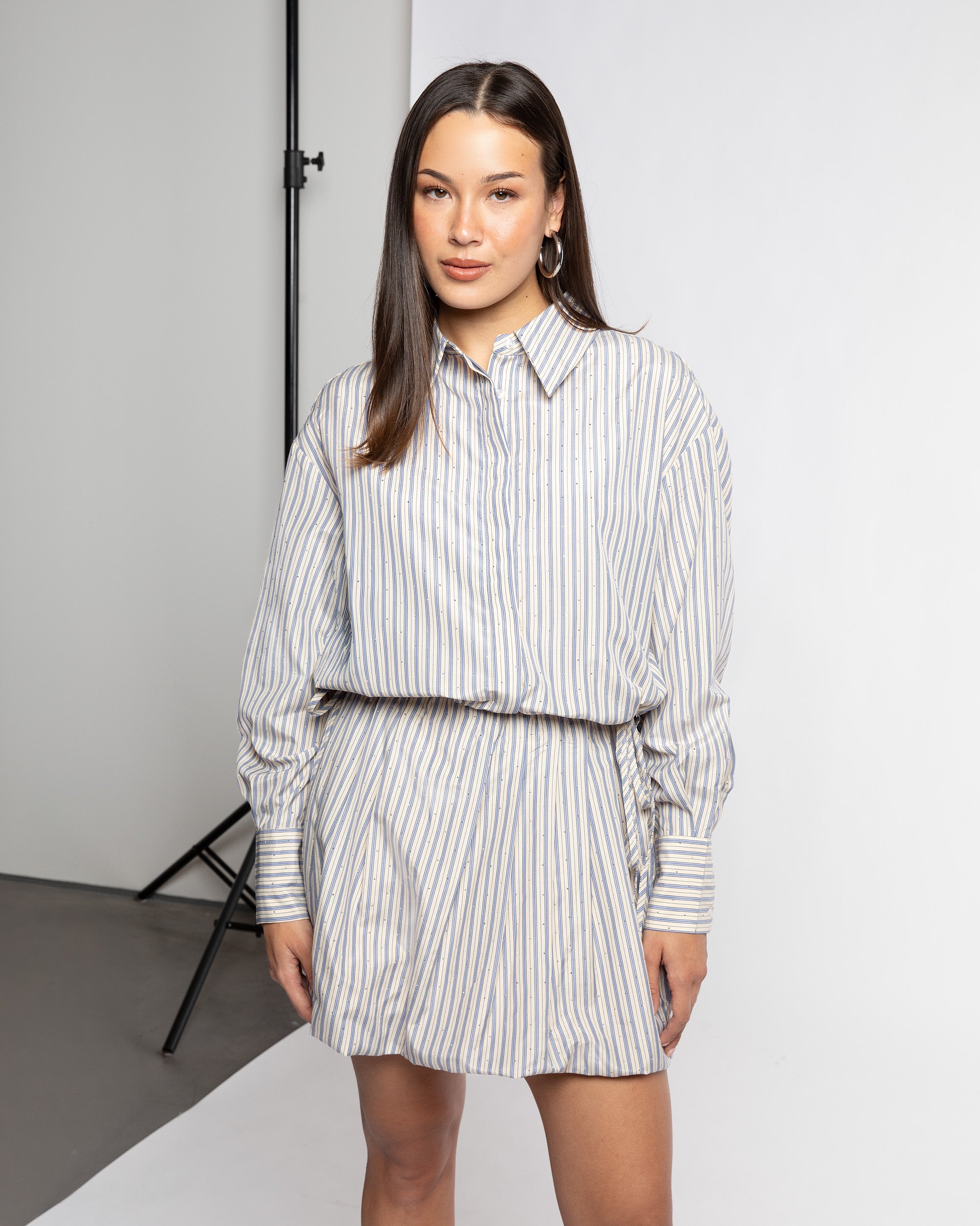 MAEVA  RHINE STONE  BLOUSE BLUE STRIPE