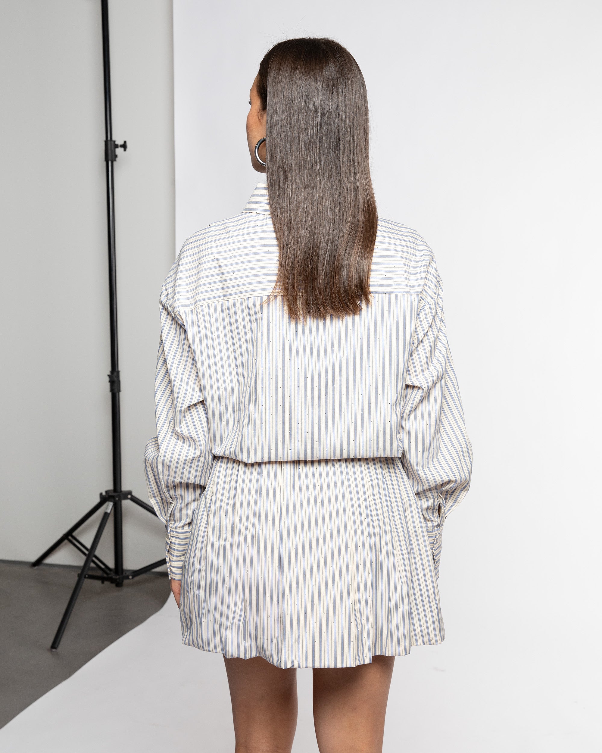 MAEVA  RHINE STONE  BLOUSE BLUE STRIPE